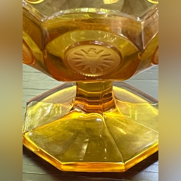 Dining Vintage Fostoria Amber Glass Candy Dish Jar Compote Coin